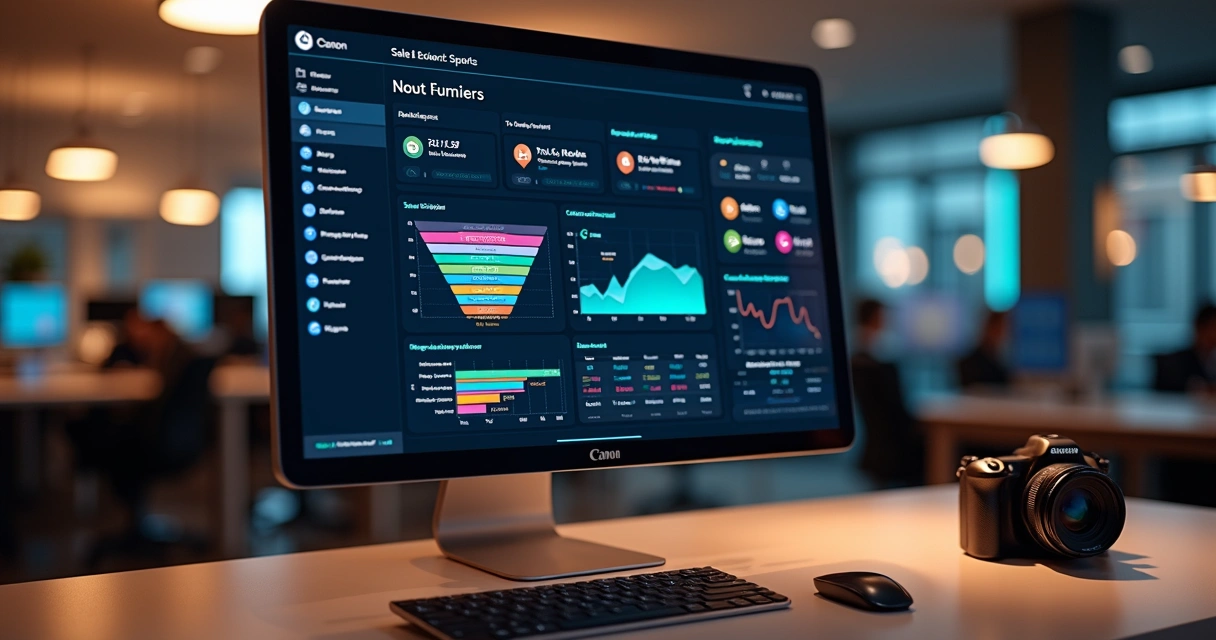 Tela de computador mostrando painel de automação de vendas com gráficos de recuperação de clientes e mensagens agendadas no WhatsApp