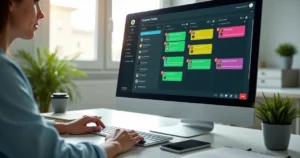 Tela de computador exibindo funil kanban de vendas integrado ao WhatsApp