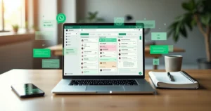 Tela de WhatsApp com painel de CRM organizado e profissional