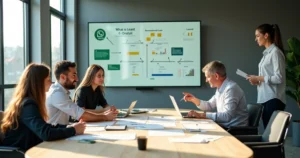 Equipe analisando dados de atendimento do WhatsApp em mesa com dashboards de CRM