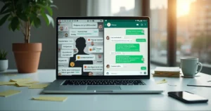 Tela dividida mostrando erro e acerto na venda com chat WhatsApp lado a lado