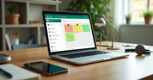 Tela de CRM com anotações ao lado de conversa em layout organizado