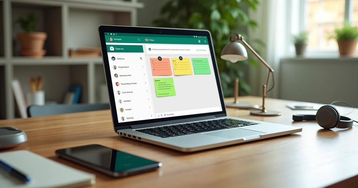 Tela de CRM com anotações ao lado de conversa em layout organizado
